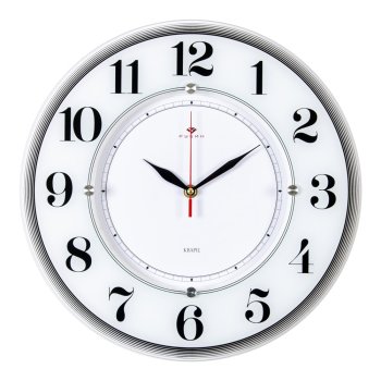 Часы настенные круг стекло d34 Классика корпус белый Рубин (1/10)