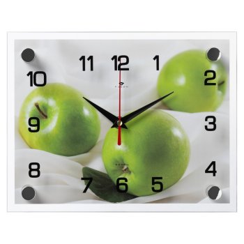 Часы настенные стекло 20*26 Яблоки зеленые (1/10)