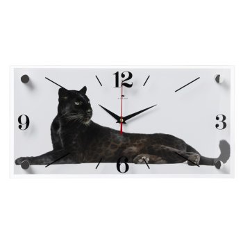 Часы настенные стекло 20*40 Пантера Рубин (1/10)