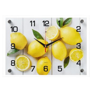 Часы настенные стекло 25*35 Лимоны на столе Рубин (1/10)