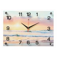 Часы настенные стекло 25*35 Морской рассвет Рубин (1/10)