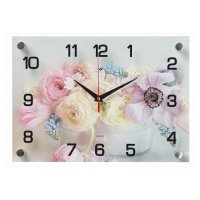 Часы настенные стекло 25*35 Цветы Рубин (1/10)