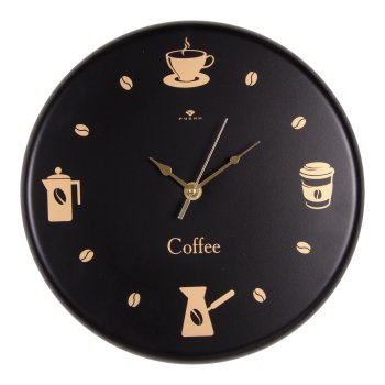 Часы настенные круг металл 27*27 Время для кофе чёрный (1/10)