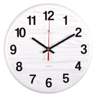 Часы настенные круг металл 27*27 Текстура дерева белый (1/10)