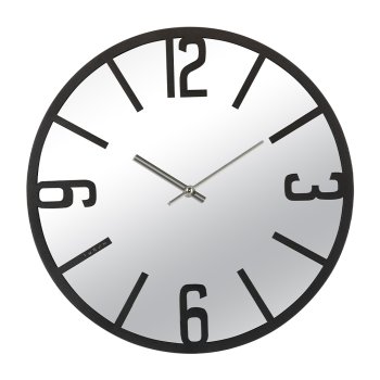 Часы настенные Рубин круг металл+зеркало d40 Моменты открытая стрелка чёрный (1/5)