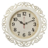 Часы настенные круг ажурный пластик d40,5 Классика корпус белый с золотом Рубин (1/5)