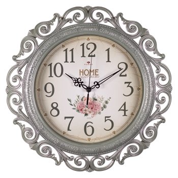 Часы настенные круг ажурный пластик d40,5 Классика корпус оливковый с серебром Рубин (1/5)