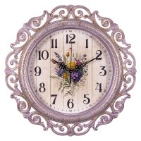 Часы настенные круг ажурный пластик d40,5 Классика корпус сиреневый с золотом Рубин (1/5)