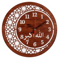 Часы настенные круг дерево d35 Мусульманские корпус коричневый открытая стрелка Рубин (1/10)