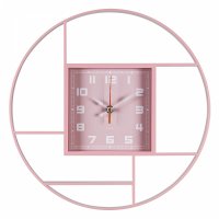 Часы настенные круг пластик 35*35 Квадрат в круге розовый (10)
