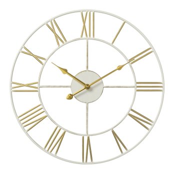 Часы настенные круг пластик d45,5 Классика открытая стрелка корпус белый с золотом Рубин (1/5)