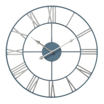 Часы настенные круг пластик d45,5 Классика открытая стрелка корпус синий с серебром Рубин (1/5)