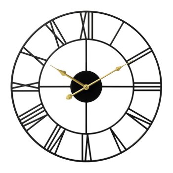 Часы настенные круг пластик d45,5 Классика открытая стрелка корпус чёрный Рубин (1/5)