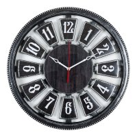 Часы настенные круг пластик 49,5*49,5 Классика корпус черный с серебром (1/5)