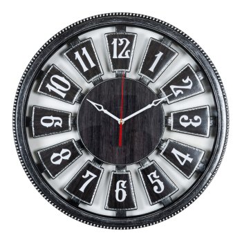 Часы настенные круг пластик 49,5*49,5 Классика корпус черный с серебром (1/5)