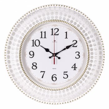 Часы настенные круг с узором пластик d40 Классика корпус белый с золотом Рубин (1/5)