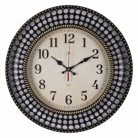 Часы настенные круг с узором пластик d40 Классика корпус чёрный с золотом Рубин (1/5)