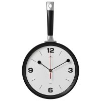 Часы настенные сковорода пластик 25*43 корпус красный с чёрным Рубин (1/10)