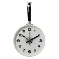 Часы настенные сковорода пластик 25*43 корпус серый с белым (10)