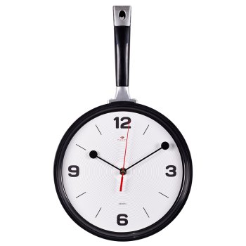 Часы настенные сковорода пластик 25*43 корпус чёрный Рубин (1/10)