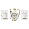Часы настенные чайник пластик 26,5*24 + 2 чашки Классика корпус белый с золотом Рубин (1/5)
