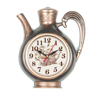 Часы настенные Рубин чайник пластик 26,5*24 корпус черный с медью (1/10)
