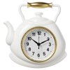 Часы настенные чайник пластик 27*28,5 Классика корпус белый с золотом Рубин (1/10)