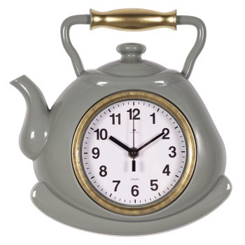 Часы настенные чайник пластик 27*28,5 Классика корпус оливковый с золотом Рубин (1/10)