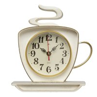 Часы настенные Рубин чашка пластик 25*24 корпус белый с золотом (1/10)