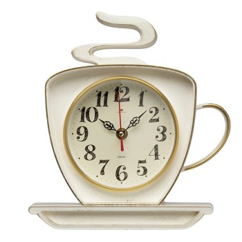 Часы настенные Рубин чашка пластик 25*24 корпус белый с золотом (1/10)