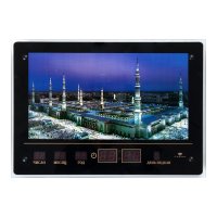 Часы-картина с подсветкой и азаном электронные настенные 70*37см дата, время Рубин Мечеть пророка (1/5)