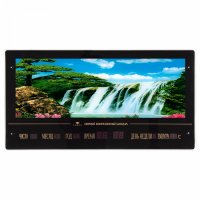 Часы-картина с подсветкой электронные настенные 70*37см дата, время, температура Рубин Водопад (5)