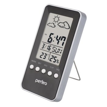 Часы Perfeo Window цвет табло монохромный LED, будильник, температура, календарь, LR1130, черный