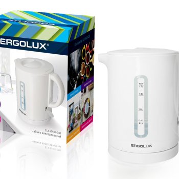 Чайник электрический пластик Ergolux ELX-KH01-C01 1.7л 2300Вт спираль белый (12)