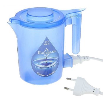Чайник электрический пластик Капелька 0.5л 600Вт спираль синий (32)