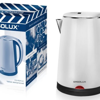 Чайник электрический сталь Ergolux ELX-KS09-C41 1.8л 1600Вт белый (12)