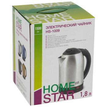 Чайник электрический сталь Homestar HS-1009 1.8л 1500Вт стальной (1/12)