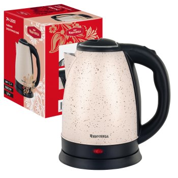 Чайник электрический сталь Чудесница ЭЧ-2001, 1.8л, 1500Вт, бежевый/чёрный (1/12)