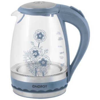 Чайник электрический стекло Energy E-279 1.5л 2200Вт синий (6)