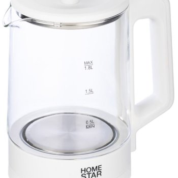 Чайник электрический стекло Homestar HS-1008 1.8л 1500Вт белый (12)