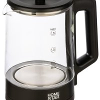 Чайник электрический стекло Homestar HS-1008 1.8л 1500Вт черный (12)