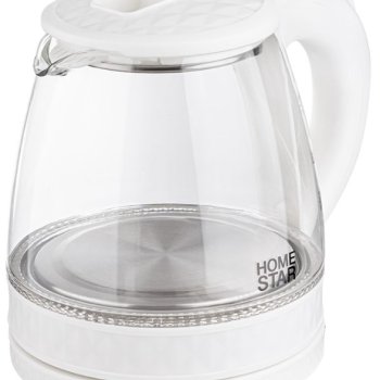 Чайник электрический стекло Homestar HS-1053 1.2л 1500Вт белый (12)