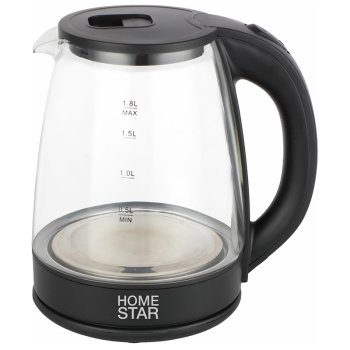 Чайник электрический стекло Homestar HS-1099 1.8л 1500Вт чёрный (1/12)