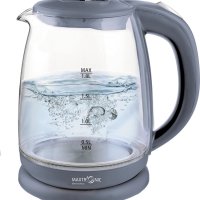 Чайник электрический стекло Maxtronic MAX-410 1.8л 1800Вт подсветка серый (1/12)