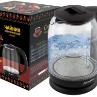 Чайник электрический стекло Матрёна MA-007 1.8л 1500Вт черный (12)