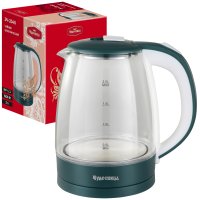 Чайник электрический стекло Чудесница ЭЧ-2040, 2л, 1500Вт, LED-подсветка, зелёный/белый (1/12)