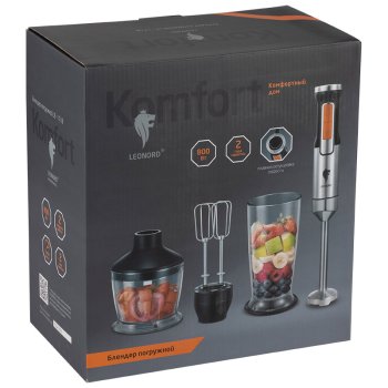 Блендер погружной Leonord LE-1718 800Вт 2 скорости измельчитель двойной венчик стакан (1/6)