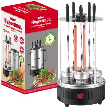 Шашлычница Чудесница ЭШ-1005, 1000Вт, 5 шампуров, нержавеющая сталь, серебристый (6)