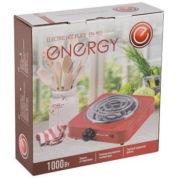 Электроплитка 1конфорка Energy EN-902R 1000Вт спираль d140мм красный (12)