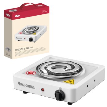 Электроплитка 1 конфорка Чудесница ЭЛП-812 1000Вт толстая спираль d145мм белый (1/12)